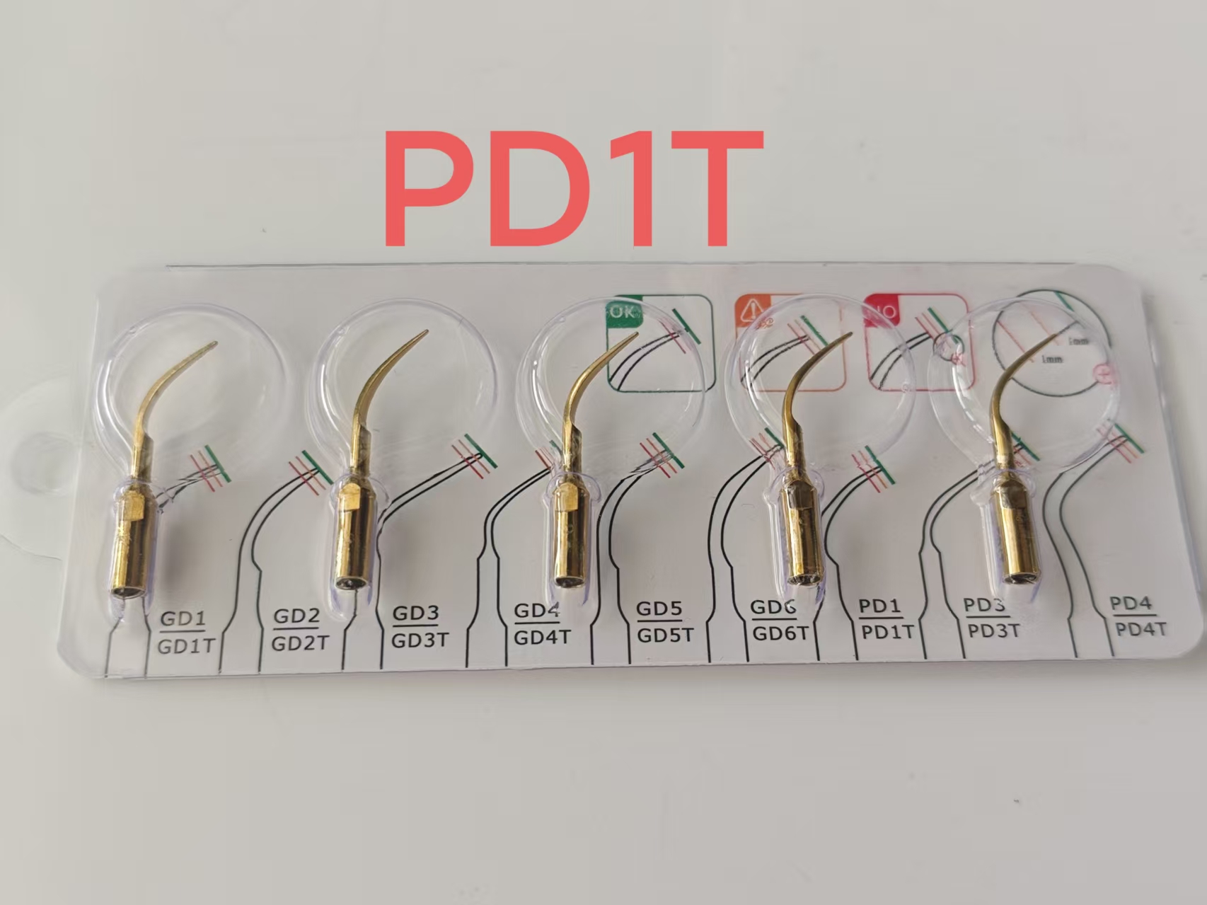 Dental Ultrasonic Scaler - 5 adet titanyum altın diş ultrasonik